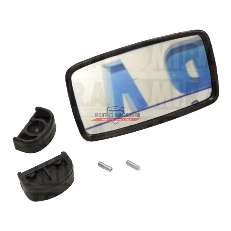 Specchio retrovisore rettangolare in metallo nero FIAT 500